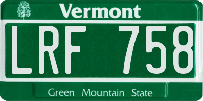 VT license plate LRF758