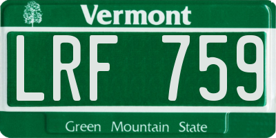 VT license plate LRF759