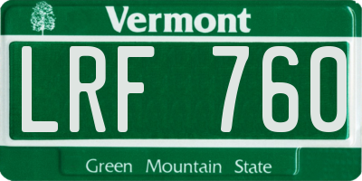 VT license plate LRF760