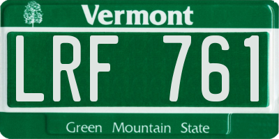 VT license plate LRF761