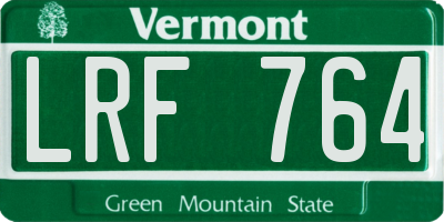VT license plate LRF764