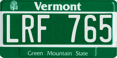 VT license plate LRF765
