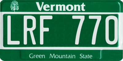 VT license plate LRF770
