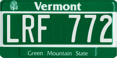 VT license plate LRF772