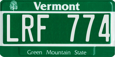 VT license plate LRF774