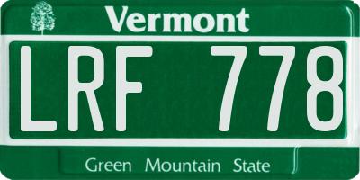 VT license plate LRF778