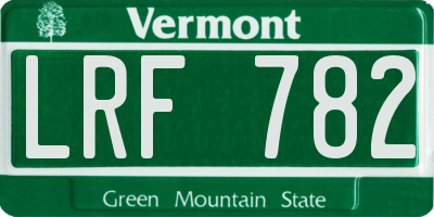 VT license plate LRF782