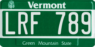 VT license plate LRF789