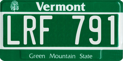 VT license plate LRF791