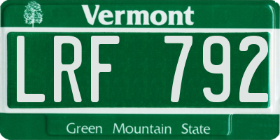 VT license plate LRF792