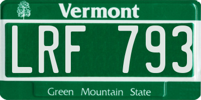 VT license plate LRF793