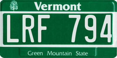 VT license plate LRF794