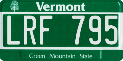 VT license plate LRF795