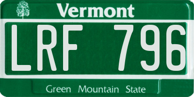 VT license plate LRF796