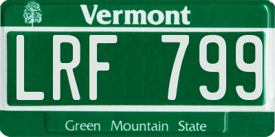 VT license plate LRF799
