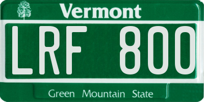 VT license plate LRF800