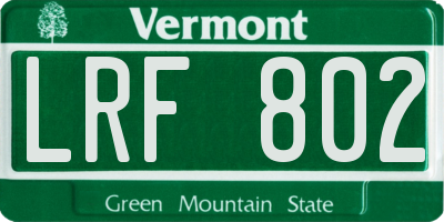 VT license plate LRF802
