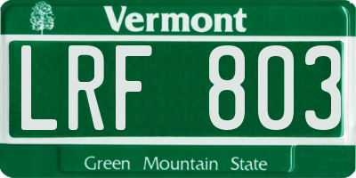 VT license plate LRF803