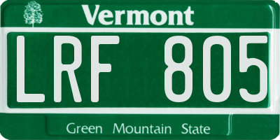 VT license plate LRF805