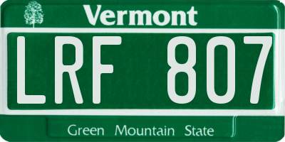 VT license plate LRF807