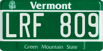 VT license plate LRF809