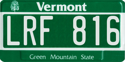 VT license plate LRF816