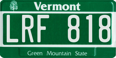 VT license plate LRF818