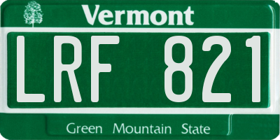 VT license plate LRF821
