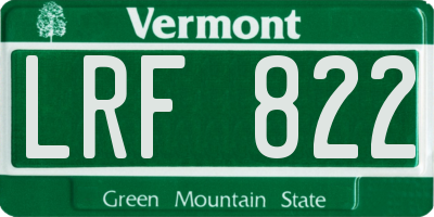 VT license plate LRF822