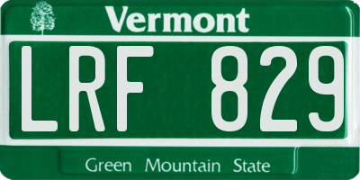 VT license plate LRF829