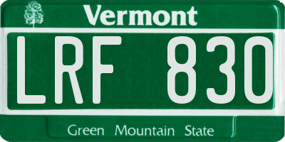 VT license plate LRF830