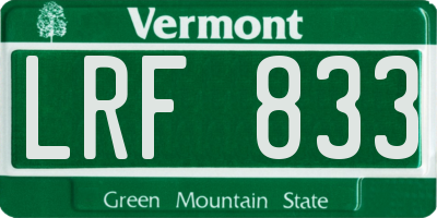 VT license plate LRF833