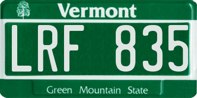 VT license plate LRF835