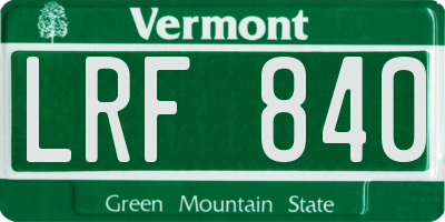 VT license plate LRF840