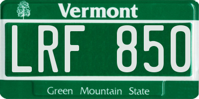 VT license plate LRF850