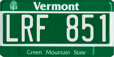 VT license plate LRF851