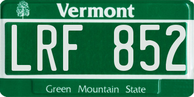VT license plate LRF852