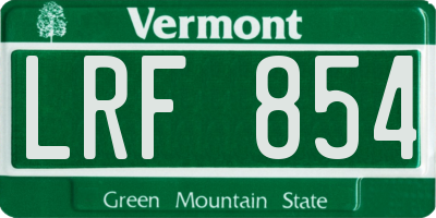 VT license plate LRF854