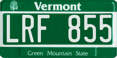 VT license plate LRF855