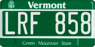 VT license plate LRF858