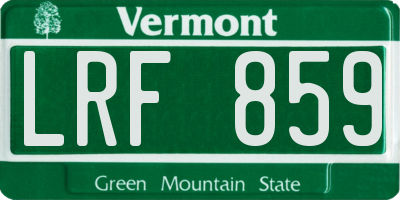 VT license plate LRF859