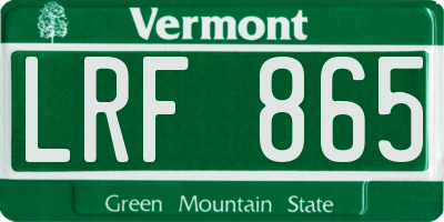 VT license plate LRF865