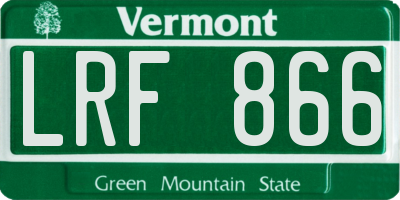 VT license plate LRF866