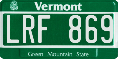 VT license plate LRF869