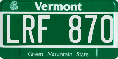 VT license plate LRF870