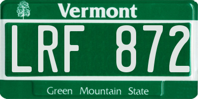 VT license plate LRF872