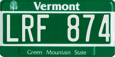 VT license plate LRF874