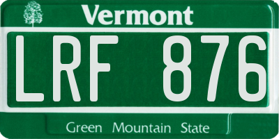 VT license plate LRF876