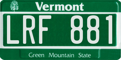 VT license plate LRF881