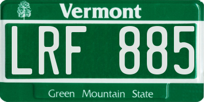 VT license plate LRF885